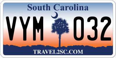 SC license plate VYM032