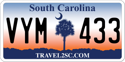 SC license plate VYM433