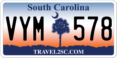 SC license plate VYM578