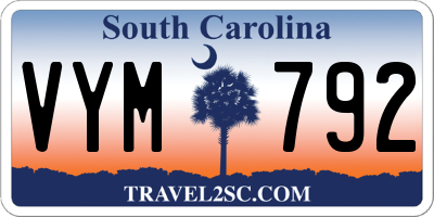 SC license plate VYM792