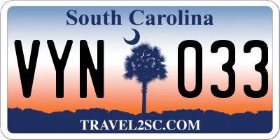 SC license plate VYN033