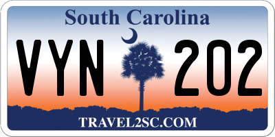 SC license plate VYN202