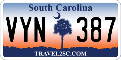 SC license plate VYN387