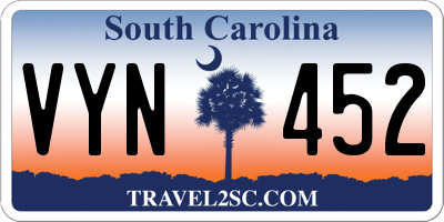 SC license plate VYN452