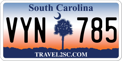 SC license plate VYN785