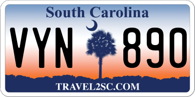 SC license plate VYN890