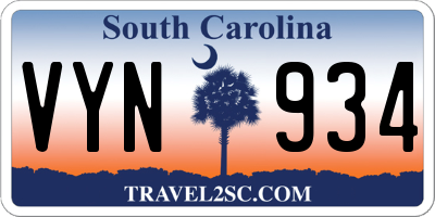 SC license plate VYN934