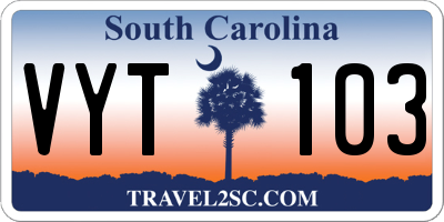 SC license plate VYT103