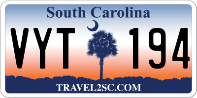 SC license plate VYT194