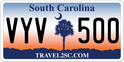 SC license plate VYV500