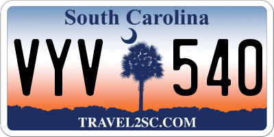 SC license plate VYV540