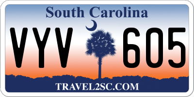 SC license plate VYV605