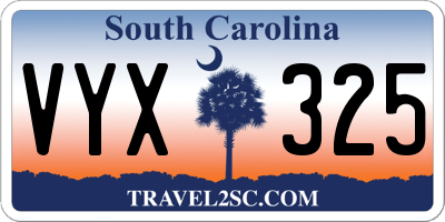 SC license plate VYX325