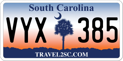 SC license plate VYX385