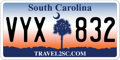 SC license plate VYX832