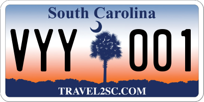 SC license plate VYY001