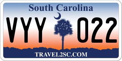 SC license plate VYY022