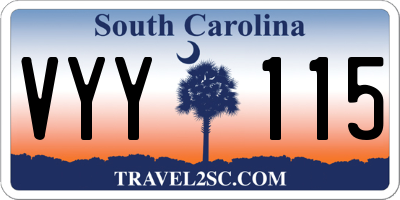 SC license plate VYY115