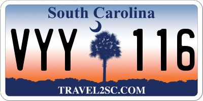 SC license plate VYY116