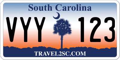 SC license plate VYY123