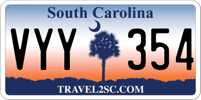 SC license plate VYY354