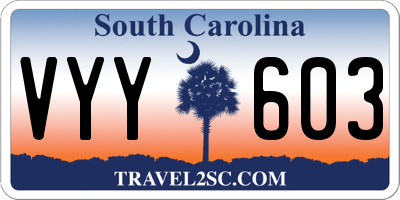 SC license plate VYY603