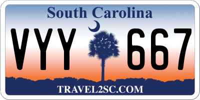 SC license plate VYY667