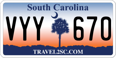 SC license plate VYY670