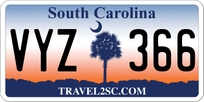 SC license plate VYZ366