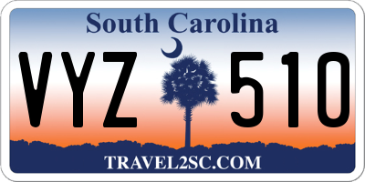 SC license plate VYZ510