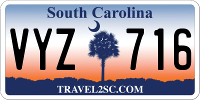 SC license plate VYZ716