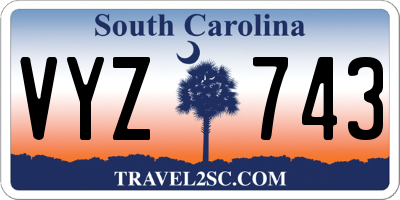 SC license plate VYZ743