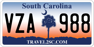 SC license plate VZA988