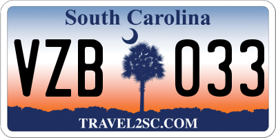 SC license plate VZB033