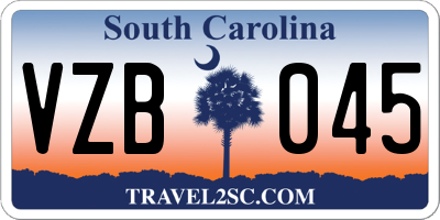 SC license plate VZB045