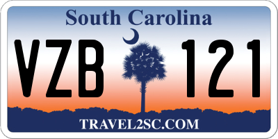 SC license plate VZB121
