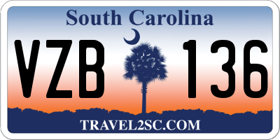 SC license plate VZB136