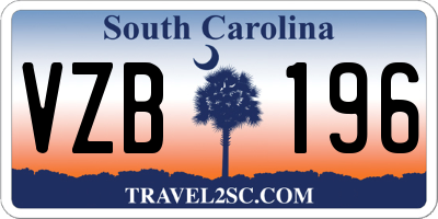 SC license plate VZB196