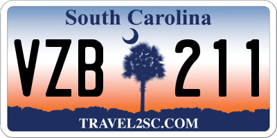 SC license plate VZB211