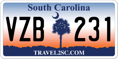 SC license plate VZB231