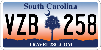 SC license plate VZB258