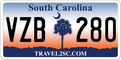 SC license plate VZB280