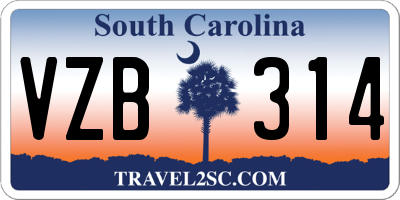 SC license plate VZB314