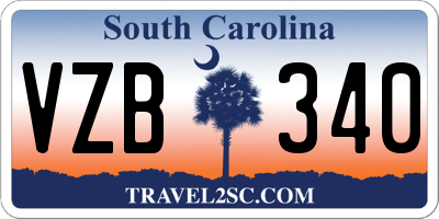 SC license plate VZB340
