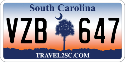 SC license plate VZB647