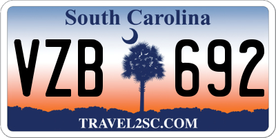 SC license plate VZB692