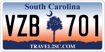 SC license plate VZB701