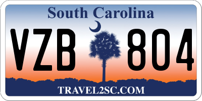 SC license plate VZB804