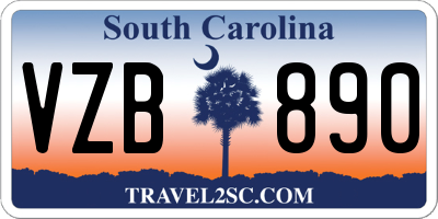 SC license plate VZB890