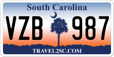 SC license plate VZB987